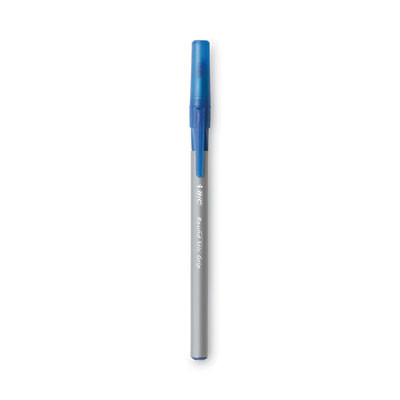 Round Stic Grip Xtra Comfort Ballpoint Pen, Stick, Fine 0.8 Mm, Blue Ink, Gray/Blue Barrel, Dozen