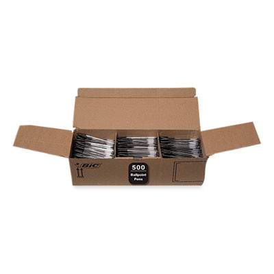 Cristal Xtra Smooth Ballpoint Pen, Stick, Medium 1 Mm, Black Ink, Clear Barrel, 500/Pack