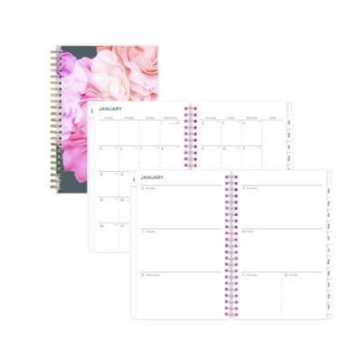 Joselyn Weekly/Monthly Planner, Floral Artwork, 8 x 5, Pink/Peach/Black Cover, 12-Month (Jan To Dec): 2026