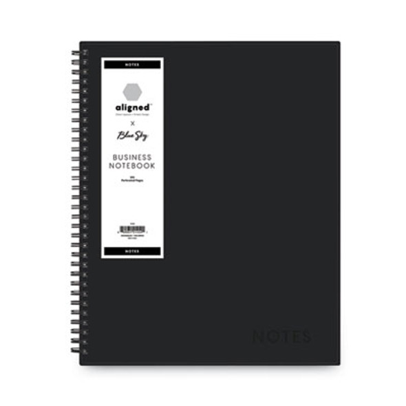 Aligned Business Notebook, Meeting-Minutes/Notes Format With Narrow Ruling, Black Cover, (78) 11 x 8.5 Sheets