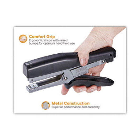 B8 Xtreme Duty Plier Stapler, Soft Rubber Handle, 45-Sheet Capacity, 0.25" To 0.38" Staples, 2.5" Throat, Black/Charcoal Gray