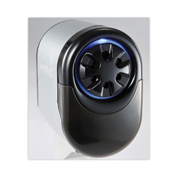 Quietsharp Glow Classroom Electric Pencil Sharpener, Ac-Powered, 6.13 X 10.69 X 9, Silver/Black