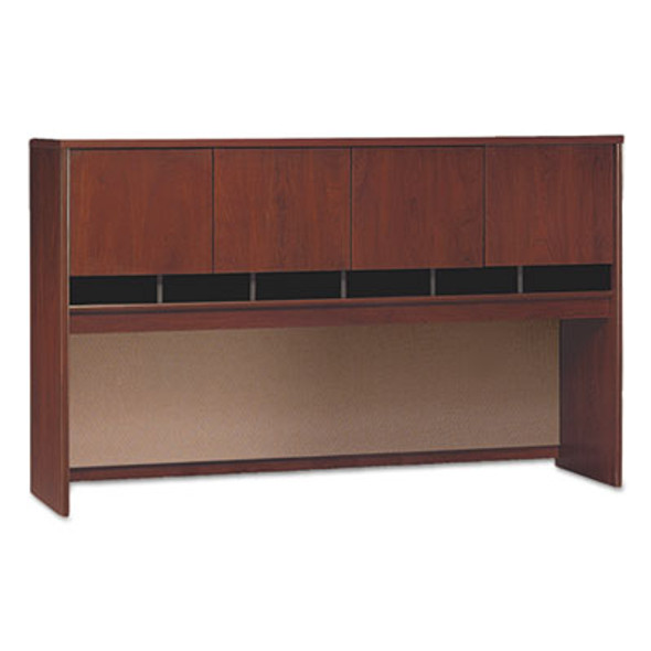Series C Collection 4 Door 72w Hutch, Box 1 Of 2, 71.13w X 15.38d X 43.13h, Hansen Cherry/Graphite Gray