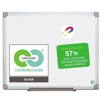 Earth Silver Easy Clean Magnetic Dry Erase Boards, 36" x 24", White Surface, Satin Aluminum Frame