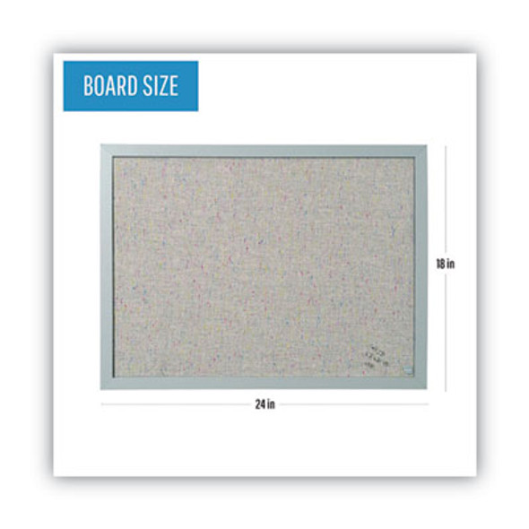Designer Fabric Bulletin Board, 24 x 18, Gray Surface, Gray Mdf Wood Frame