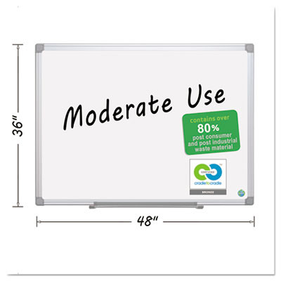 Earth Silver Easy Clean Dry Erase Boards, 48" x 36", White Surface, Satin Aluminum Frame