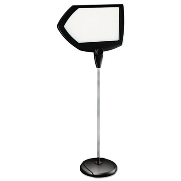 Magnetic Dry Erase Floor Stand Signs, White 25" x 17" Arrow Surface, Black/Silver Frame, 25" x 10" x 38" To 63"