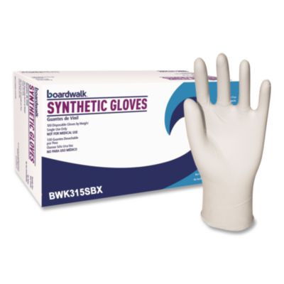 Powder-Free Synthetic Vinyl Gloves, Small, 4 Mil Thick, 9.5" Long, Cream, 100/Box, 10 Boxes/Carton