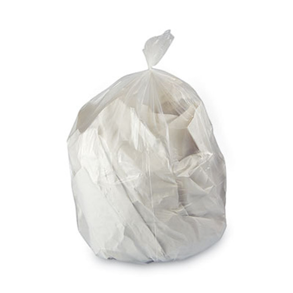 High-Density Can Liners, 33 Gal, 13 Mic, 33" x 39", Natural, Perforated Roll, 25 Bags/Roll, 10 Rolls/Carton