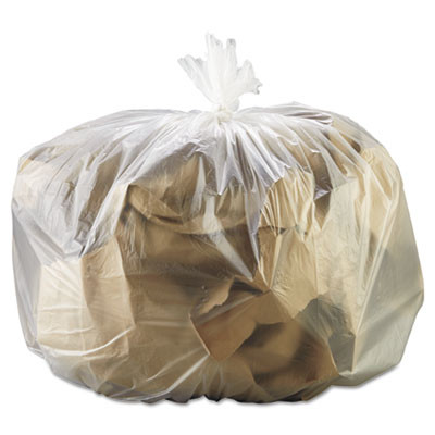 High-Density Can Liners, 33 Gal, 13 Mic, 33" x 39", Natural, Perforated Roll, 25 Bags/Roll, 10 Rolls/Carton