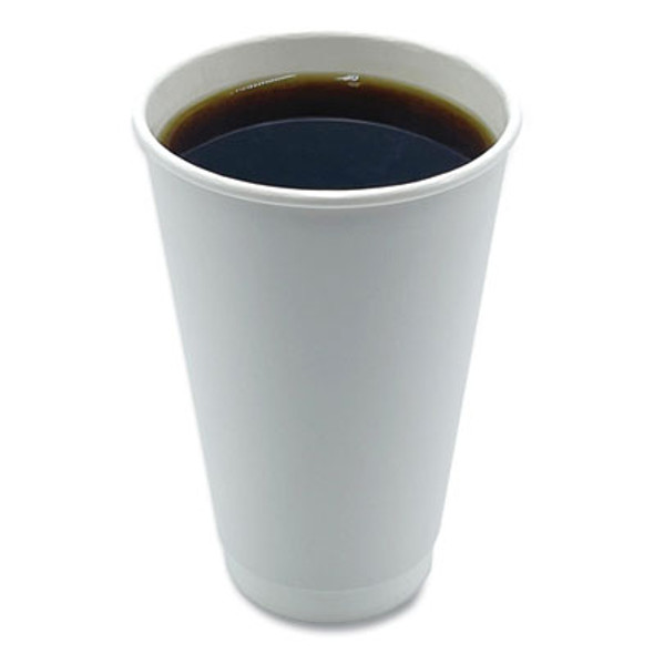 Paper Hot Cups, Double-Walled, 16 Oz, White, 25/Pack