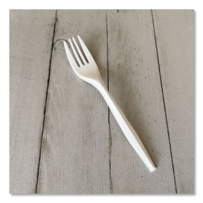 Mediumweight Polypropylene Cutlery, Fork, 5.51", Plastic, White, 1,000/Carton