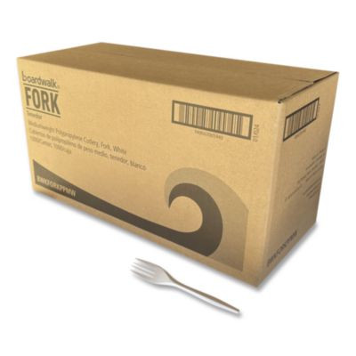 Mediumweight Polypropylene Cutlery, Fork, 5.51", Plastic, White, 1,000/Carton