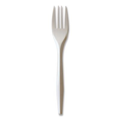 Mediumweight Polypropylene Cutlery, Fork, 5.51", Plastic, White, 1,000/Carton