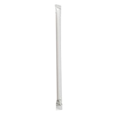Wrapped Giant Straws, 7.75", Polypropylene, Red/White Striped, 300/Pack, 24 Packs/Carton