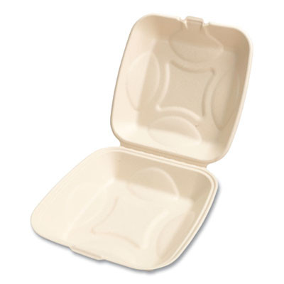 Bagasse Pfas-Free Food Containers, 9 x 9 x 3.19, Tan, Sugarcane, 100/Sleeve, 2 Sleeves/Carton