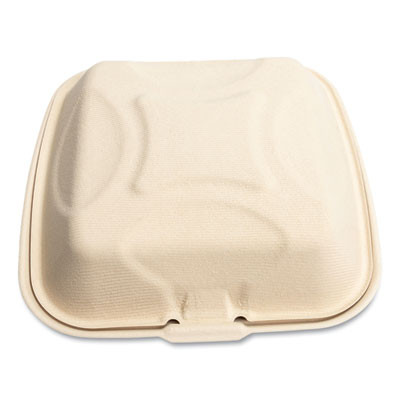 Bagasse Pfas-Free Food Containers, 9 x 9 x 3.19, Tan, Sugarcane, 100/Sleeve, 2 Sleeves/Carton