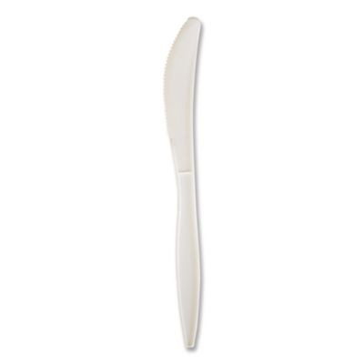 Mediumweight Wrapped Polypropylene Cutlery, Knife, 5.86", Plastic, White, 1,000/Carton