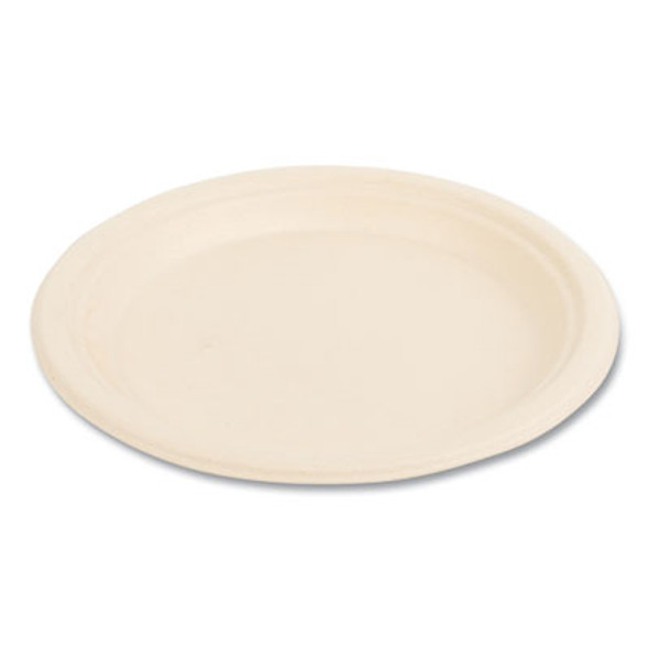 Bagasse Pfas-Free Dinnerware, Plate, Sugarcane, 9" Dia, Tan, 500/Carton