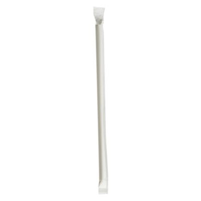 Wrapped Jumbo Paper Straws, 7.75", Paper, White, 320/Pack, 4 Packs/Carton