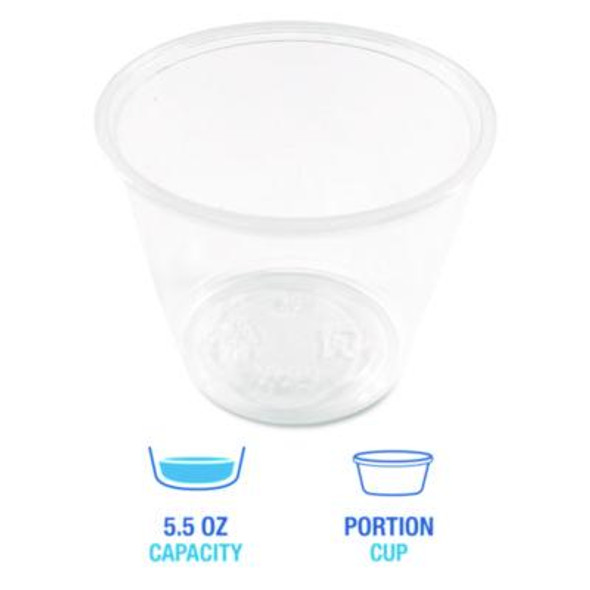 Souffle/Portion Cups, 5.5 Oz, Plastic, Translucent, 2,500/Carton