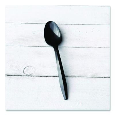 Mediumweight Polypropylene Cutlery, Spoon, Plastic, Black, 1,000/Carton