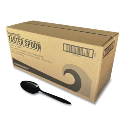 Mediumweight Polypropylene Cutlery, Spoon, Plastic, Black, 1,000/Carton