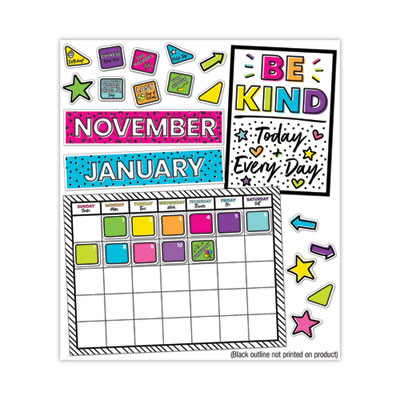 Calendar Bulletin Board Sets, 129-Piece Set, Kind Vibes, 23" x 17", Multicolor