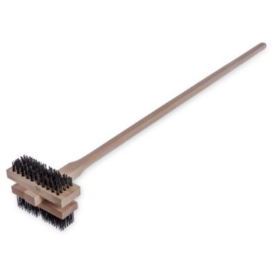 Sparta Broiler Master Grill Brush And Scraper With Handle, Metal Bristles, 48" Natural Wood Handle