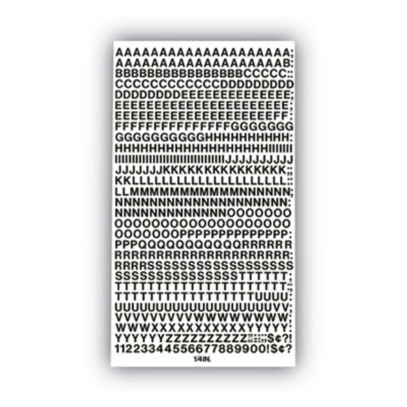 Press-On Vinyl Self-Adhesive Numbers And Uppercase Letters, 0.25" Tall, Black Characters, 610/Pack
