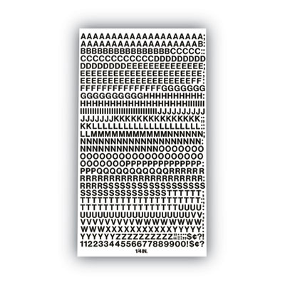 Press-On Vinyl Self-Adhesive Numbers And Uppercase Letters, 0.25" Tall, Black Characters, 610/Pack