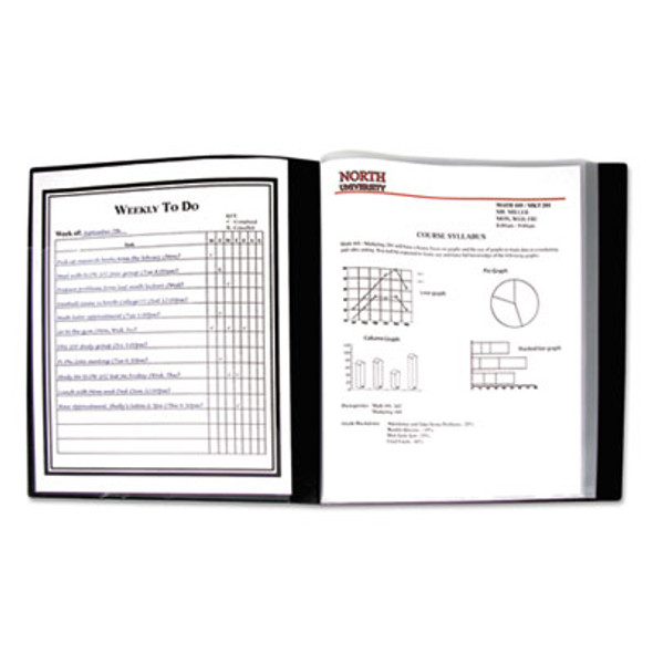 Bound Sheet Protector Presentation Book, 12 Letter-Size Sleeves, Black