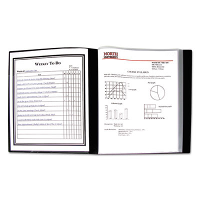 Bound Sheet Protector Presentation Book, 12 Letter-Size Sleeves, Black