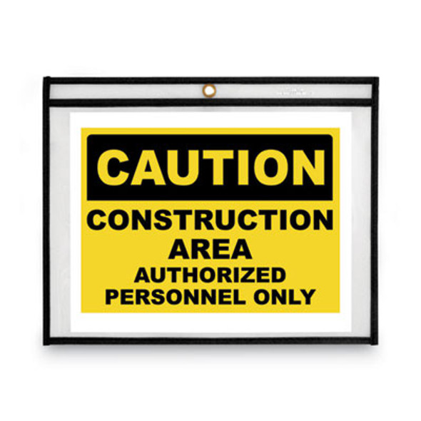 Stitched Shop Ticket Holders, Super Heavy-Duty, Top Load 12 x 9 Insert, Clear Front, Black Border, 25/Box