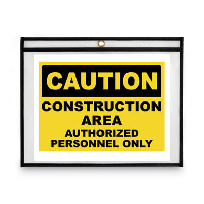 Stitched Shop Ticket Holders, Super Heavy-Duty, Top Load 12 x 9 Insert, Clear Front, Black Border, 25/Box