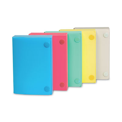 Index Card Case, Holds 100 3 X 5 Cards, 5.38 X 1.25 X 3.5, Polypropylene, Assorted Colors