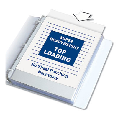 Polypropylene Sheet Protectors, Super Heavy-Duty, Side: 3-Hole Punched, Top Load 8.5 x 11 Insert, Clear Front, 50/Box