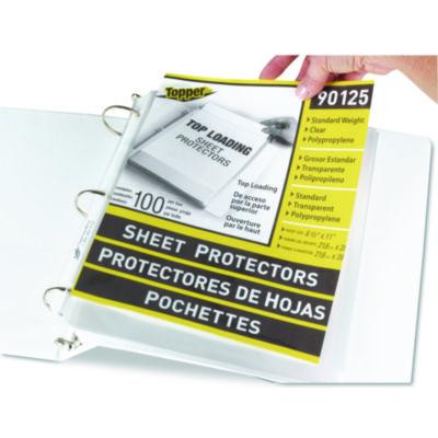 Polypropylene Sheet Protectors, Medium-Duty, Side: 3-Hole Punched, Top Load 8.5 x 11 Insert, Clear Front, 100/Box