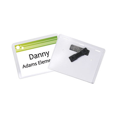 Magnetic Name Badge Holder Kit, Horizontal, 4w X 3h, Clear, 20/Box