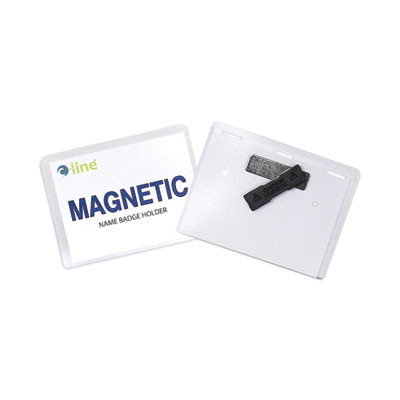 Magnetic Name Badge Holder Kit, Horizontal, 4w X 3h, Clear, 20/Box