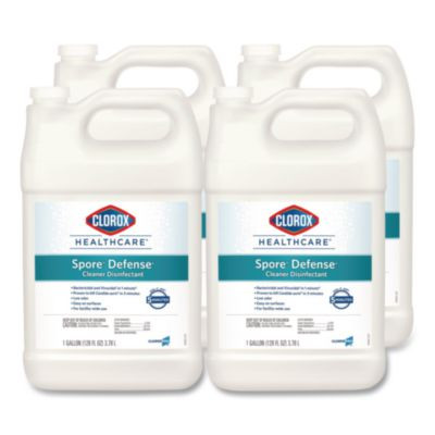Spore Defense Cleaner Disinfectant, Closed System, Unscented, 1 Gal Refill Bottle, 4/Carton
