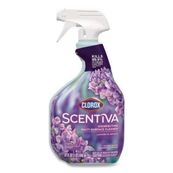 Scentiva Disinfecting Multi-Surface Cleaner, Bleach Free, Lavender And Jasmine, 32 Oz Spray Bottle