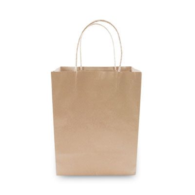 Premium Shopping Bag, Rope Handles, 8" x 4" x 10.25", Kraft, 50/Box