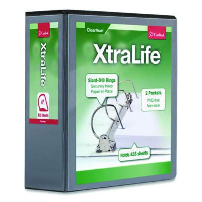 Xtralife Clearvue Non-Stick Slant-D Ring Binder, 3 Rings, 4" Capacity, 11 x 8.5, Black
