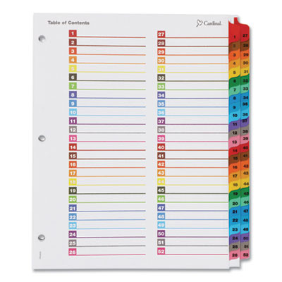 Onestep Printable Table Of Contents And Dividers - Double Column, 52-Tab, 1 To 52, 11 X 8.5, White, 1 Set