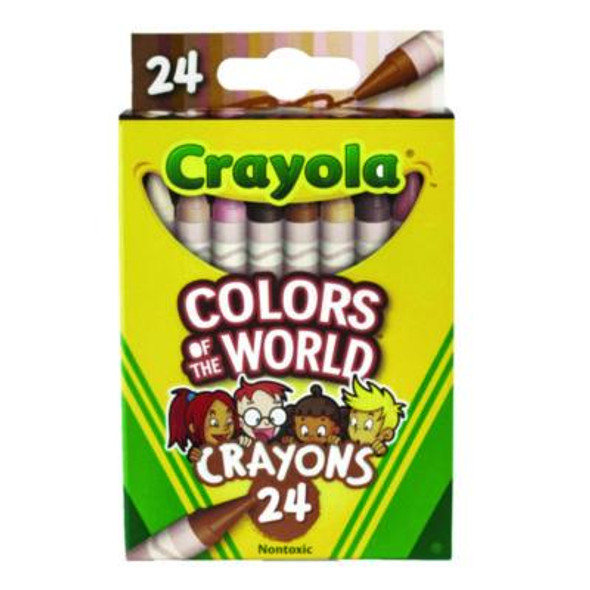 Colors Of The World Crayons, Regular Size, 0.31" x 3.63", 24 Assorted Colors, 24/Pack