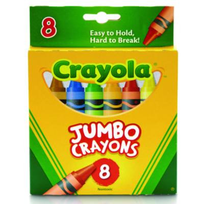 Jumbo Crayola Crayons, Jumbo Size, 0.56" x 5", 8 Assorted Colors, 8/Box