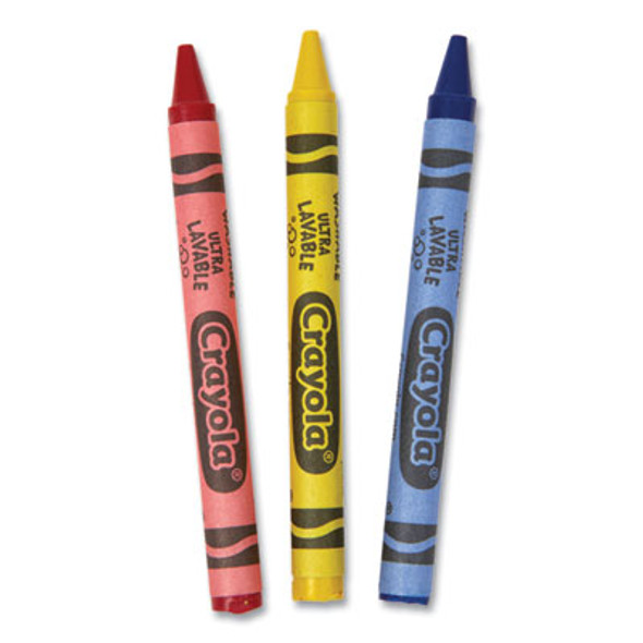 Washable Crayons, Regular Size, 3 Assorted Colors, 3/Pack, 360 Packs/Carton