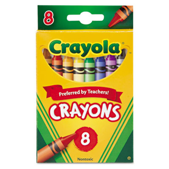 Classic Color Crayons, Peggable Retail Packaging, Regular Size, 0.31" x 3.63", 8 Assorted Colors, 8/Pack