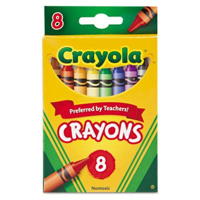 Classic Color Crayons, Peggable Retail Packaging, Regular Size, 0.31" x 3.63", 8 Assorted Colors, 8/Pack